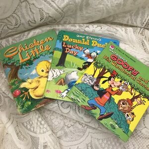 Vintage Children's Books, Three Books Disney Chicken Little Whitman Tell a Tale‎
